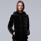 Women's Simply Vera Vera Wang Velvet Puffer Jacket, Size: Xl, Black