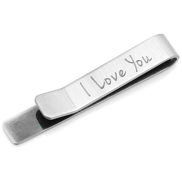 I Love You Tie Bar, Men's, Silver