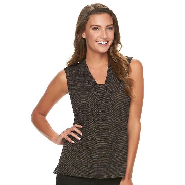 Petite Dana Buchman Knotted V-neck Top, Women's, Size: M Petite, Med Brown