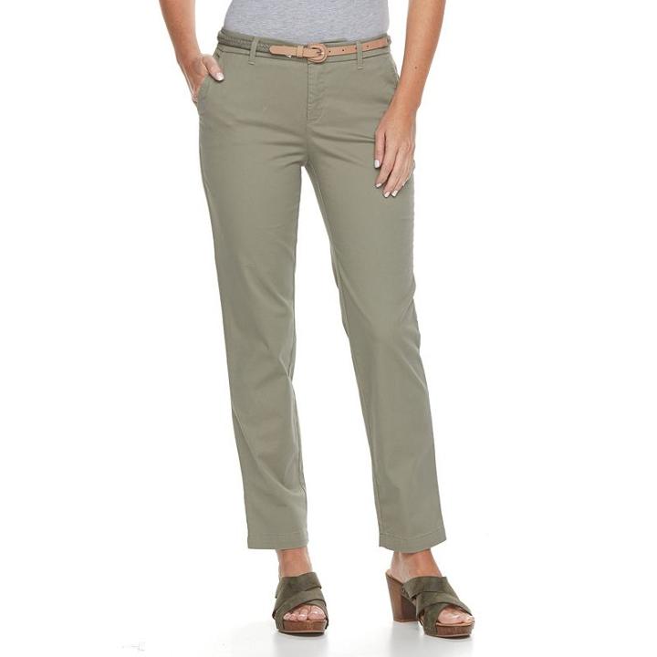 Women's Croft & Barrow&reg; Tapered Chino Pants, Size: 10 T/l, Green
