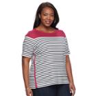 Plus Size Croft & Barrow&reg; Striped Boatneck Tee, Women's, Size: 3xl, Med Purple