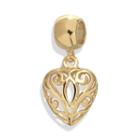Individuality Beads 24k Gold Over Silver Filigree Heart Charm, Women's, Yellow