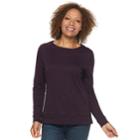 Petite Croft & Barrow&reg; Scoopneck Sweatshirt, Women's, Size: S Petite, Drk Purple