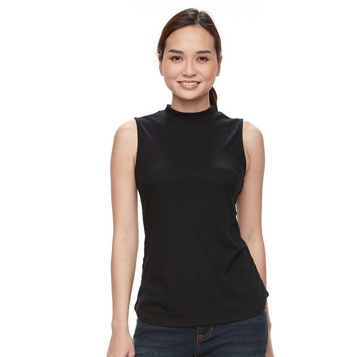 Petite Apt. 9&reg; Sleeveless Mockneck Tunic, Women's, Size: M Petite, Black
