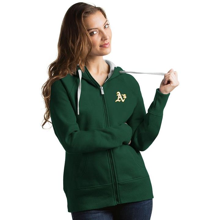 Women's Antigua Oakland Athletics Victory Full-zip Hoodie, Size: Small, Dark Green