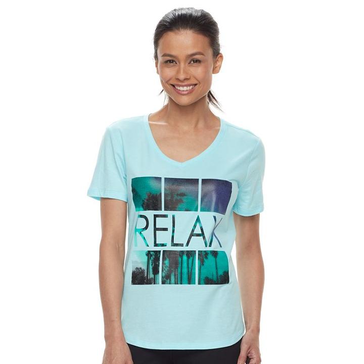 Petite Tek Gear&reg; Dry Tek V-neck Tee, Women's, Size: Xl Petite, Light Blue