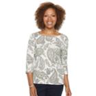 Women's Croft & Barrow&reg; Button-shoulder Boatneck Top, Size: Large, Lt Green