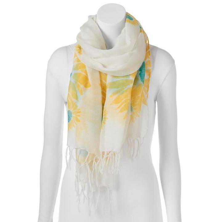 Love This Life Sunflower Fringed Oblong Scarf, Women's, Ovrfl Oth
