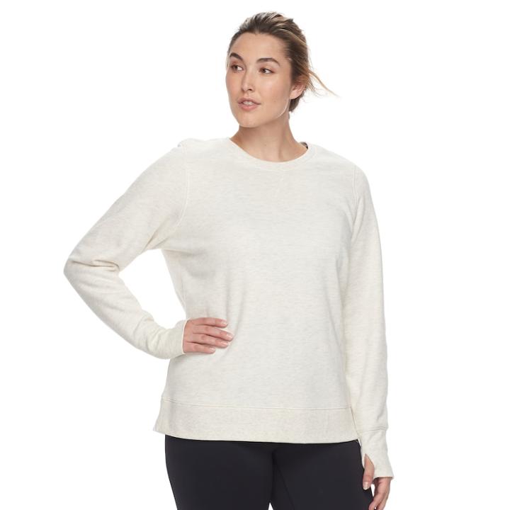 Plus Size Tek Gear&reg; Fleece Sweatshirt, Women's, Size: 2xl, Light Grey