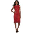 Women's Sharagano Two-tone Lace Midi Dress, Size: 10, Red