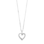 Diamond Splendor Sterling Silver Crystal Open Heart Pendant Necklace, Women's, Size: 18, White
