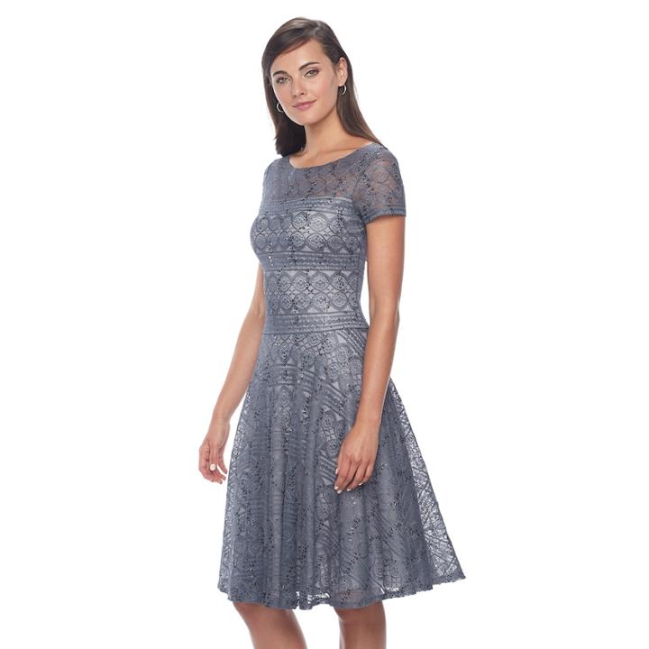 Women's Chaya Lace Fit & Flare Dress, Size: 4, Grey