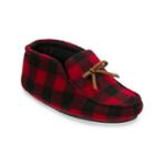Dearfoams Boys' Plaid Bootie Slippers, Boy's, Size: 4-5, Med Red
