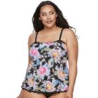 Plus Size Apt. 9&reg; Floral Ruffled Tankini Top, Women's, Size: 3xl, Folk Floral