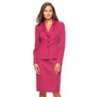 Women's Le Suit Pique Suit Jacket & Pencil Skirt Set, Size: 14, Dark Pink