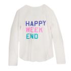 Girls 7-16 Harper & Elliott Lace Trim Textured Graphic Tee, Size: Large, Lt Beige