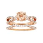 14k Rose Gold Morganite & 5/8 Carat T.w. Diamond Engagement Ring Set, Women's, Size: 7, Pink