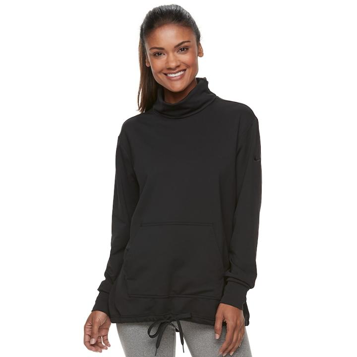 Women's Nike Dry Long Sleeve Cowl Neck Top, Size: Xs, Grey (charcoal)