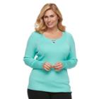 Plus Size Croft & Barrow&reg; Ribbed Crisscross Sweater, Women's, Size: 3xl, Brt Blue