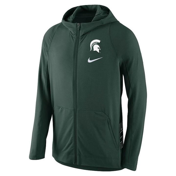 Men's Nike Michigan State Spartans Hyperelite Full-zip Fleece Hoodie, Size: Xxl, Green