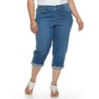 Plus Size Croft & Barrow&reg; Cuffed Crop Jeans, Women's, Size: 24 W, Med Blue