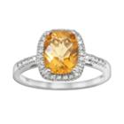 10k White Gold .16-ct. T.w. Diamond And Citrine Frame Ring, Women's, Size: 7, Orange