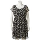 Juniors' Plus Size Wrapper Floral Lace A-line Dress, Girl's, Size: 3xl, Black