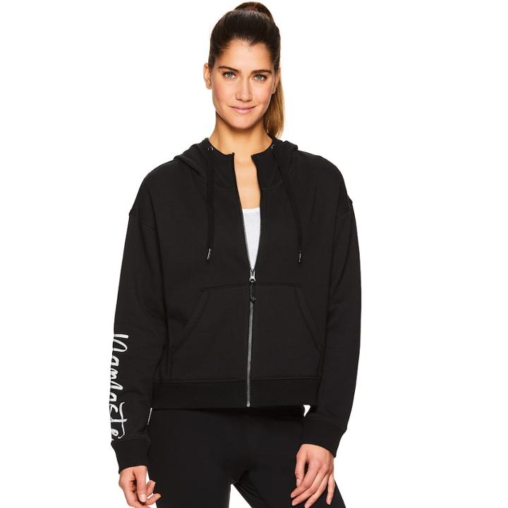 Women's Gaiam Nirvana Namaste Graphic Crop Hoodie, Size: Xs, Oxford