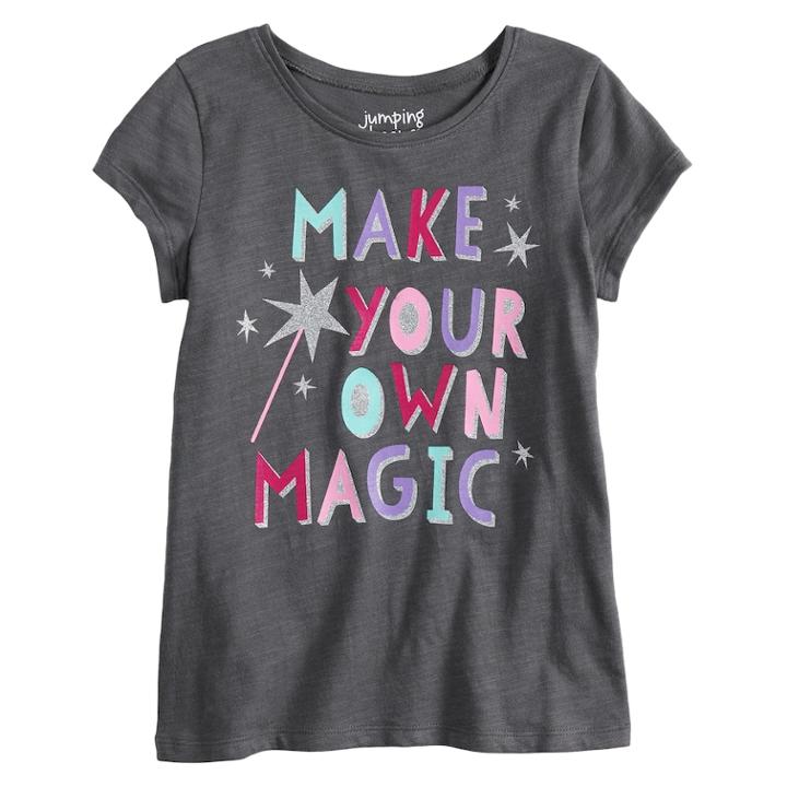 Girls 4-10 Jumping Beans® Glittery Graphic Tee, Size: 6x, Dark Grey