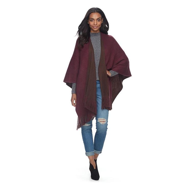 Apt. 9&reg; Fringed Reversible Ruana, Women's, Brown Oth