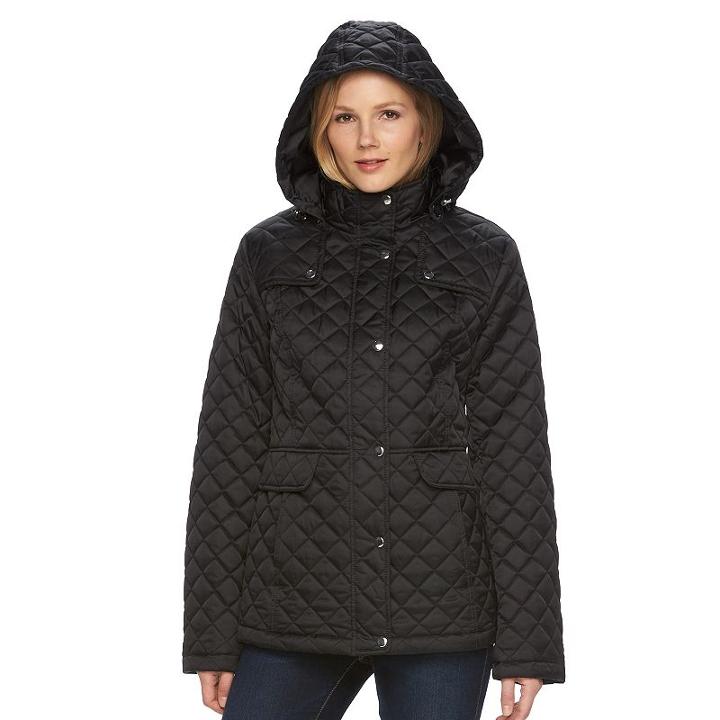 Women's Braetan Hooded Quilted Jacket, Size: Medium, Black