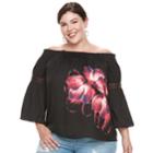 Plus Size Jennifer Lopez Off-the-shoulder Top, Women's, Size: 3xl, Black