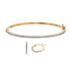 Diamond Mystique Bangle Bracelet & Hoop Earring Set, Women's, Size: 7, Yellow
