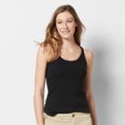 Women's Sonoma Goods For Life&trade; Scoopneck Ribbed Tank, Size: Large, Black