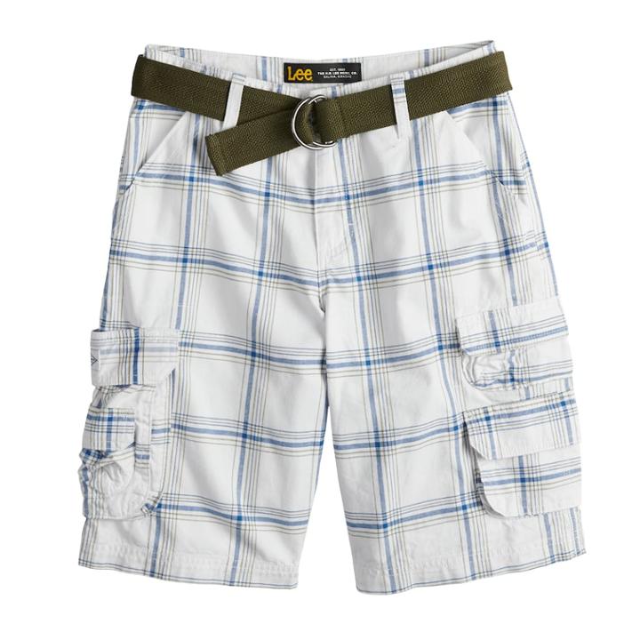 Boys 8-20 Lee Twill Cargo Shorts, Size: 18, Blue Finn Plaid