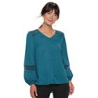 Women's Apt. 9&reg; Lace Yoke Blouse, Size: Small, Dark Blue