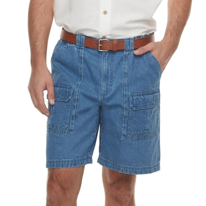 Men's Croft & Barrow&reg; Classic-fit Side-elastic 9.5-inch Cargo Shorts, Size: 29, Blue