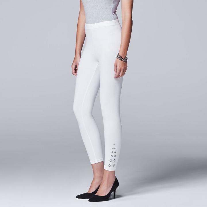 Women's Simply Vera Vera Wang Grommet Cotton Skimmer Leggings, Size: Large, White