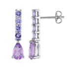 Amethyst & Tanzanite Sterling Silver Drop Earrings, Women's, Purple
