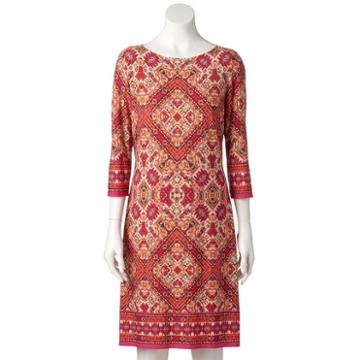 Women's Suite 7 Tile Print Shift Dress, Size: 10, Pink