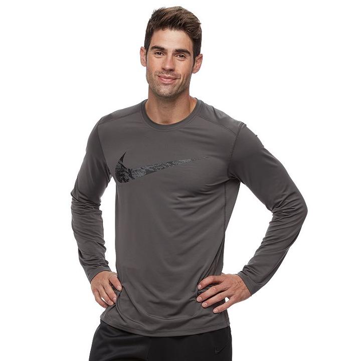 Men's Nike Dri-fit Logo Tee, Size: Medium, Med Grey