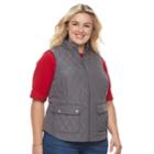 Plus Size Croft & Barrow&reg; Quilted Vest, Women's, Size: 2xl, Grey