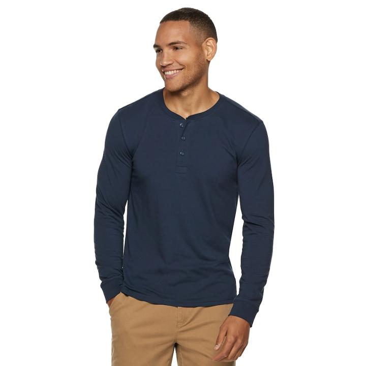 Men's Sonoma Goods For Life&trade; Slim-fit Supersoft Henley, Size: Large, Dark Blue