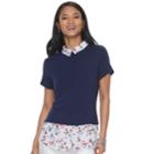 Women's Elle&trade; Mock-layer Top, Size: Medium, Blue (navy)
