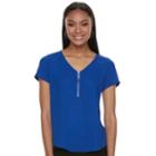 Women's Apt. 9&reg; Lace Accent Zipper Top, Size: Small, Med Blue