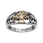 Love This Life Two Tone Silver Plated Family Tree Ring, Women's, Size: 7, Grey