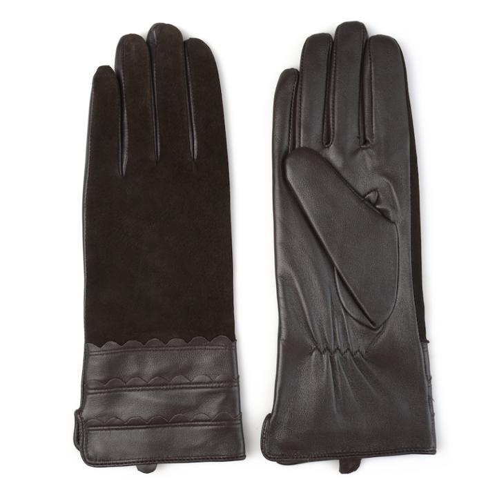 Women's Journee Collection Microfiber-lined Leather & Suede Gloves, Size: Small, Brown