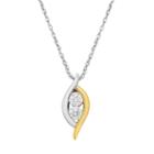 Two Tone Sterling Silver 1/4 Carat T.w. Diamond 2-stone Pendant Necklace, Women's, White