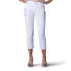 Petite Lee Arleigh Comfort Waist Embroidered Capris, Women's, Size: 8 Petite, White