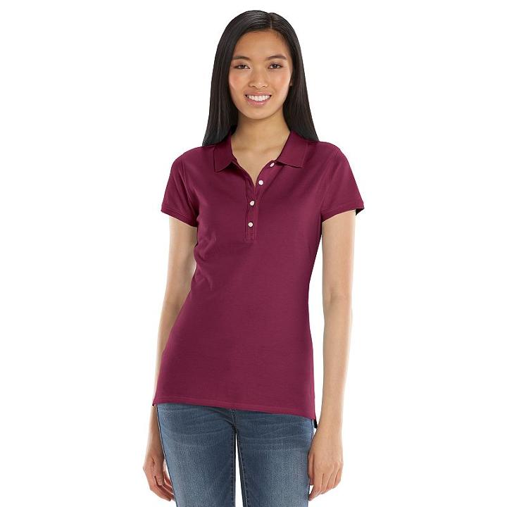 So&reg; Solid School Uniform Juniors' Polo, Girl's, Size: Xs, Dark Pink